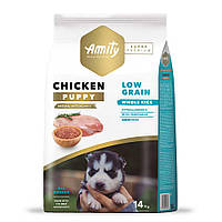 Низкозерновой корм для щенков всех пород с курицей и рисом Amity Super Premium Puppy 14 кг