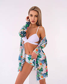 Жіночий комплект на пляж. Модний жіночий купальник і туніка.