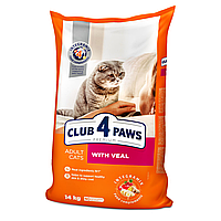 Клуб 4 лапы сухой корм для котов с телятиной для взрослых кошек 14кг (Club 4 Paws Premium Adult Veal)