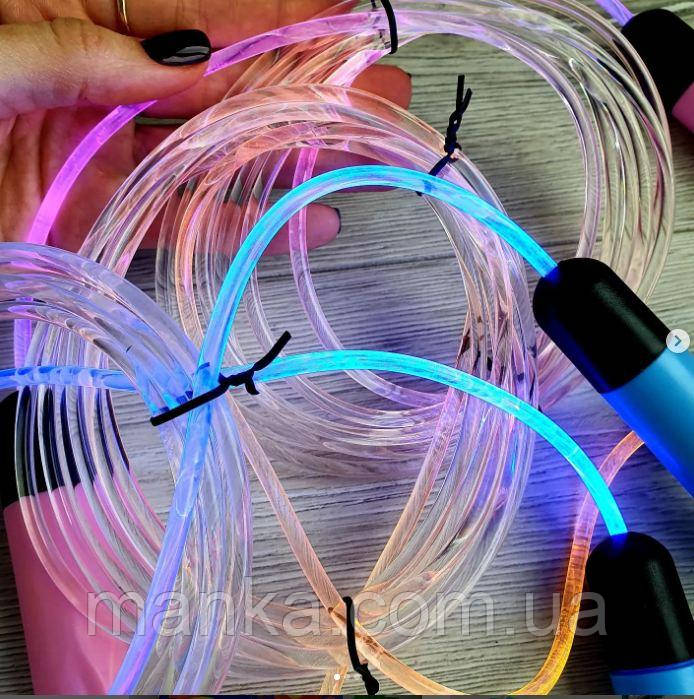 Скакалка C 51121 (60) 4 кольори, LED-підсвічування, батарейки, 3 метри, в пакеті