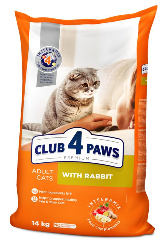 Cухий корм для дорослих кішок Клуб 4 лапи з кроликом (Club 4 Paws Premium With Rabbit) 14 кг