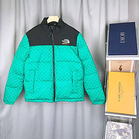 Брендовий одяг для дітей The North Face x Gucci. Чоловічі зимові куртки молодіжні Зе Норт Фейс Гуччі зелена