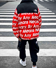 Зимовий одяг для підлітків Supreme x TNF. Куртка унісекс стильна двоколірна Зе Норт Фейс Супрім.