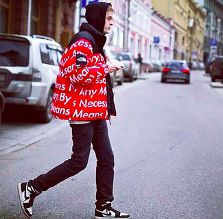 Зимняя одежда для подростков Supreme x TNF. Куртка унисекс