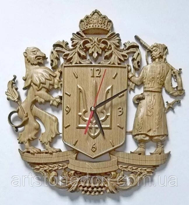 Годинник різьблений Герб України No1