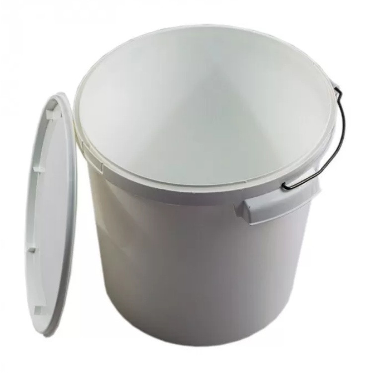 Відро для меду 20 л, з кришкою і металевою ручкою, поліпропіленове, біле