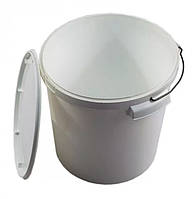 Відро для меду 20 л, з кришкою і металевою ручкою, поліпропіленове, біле