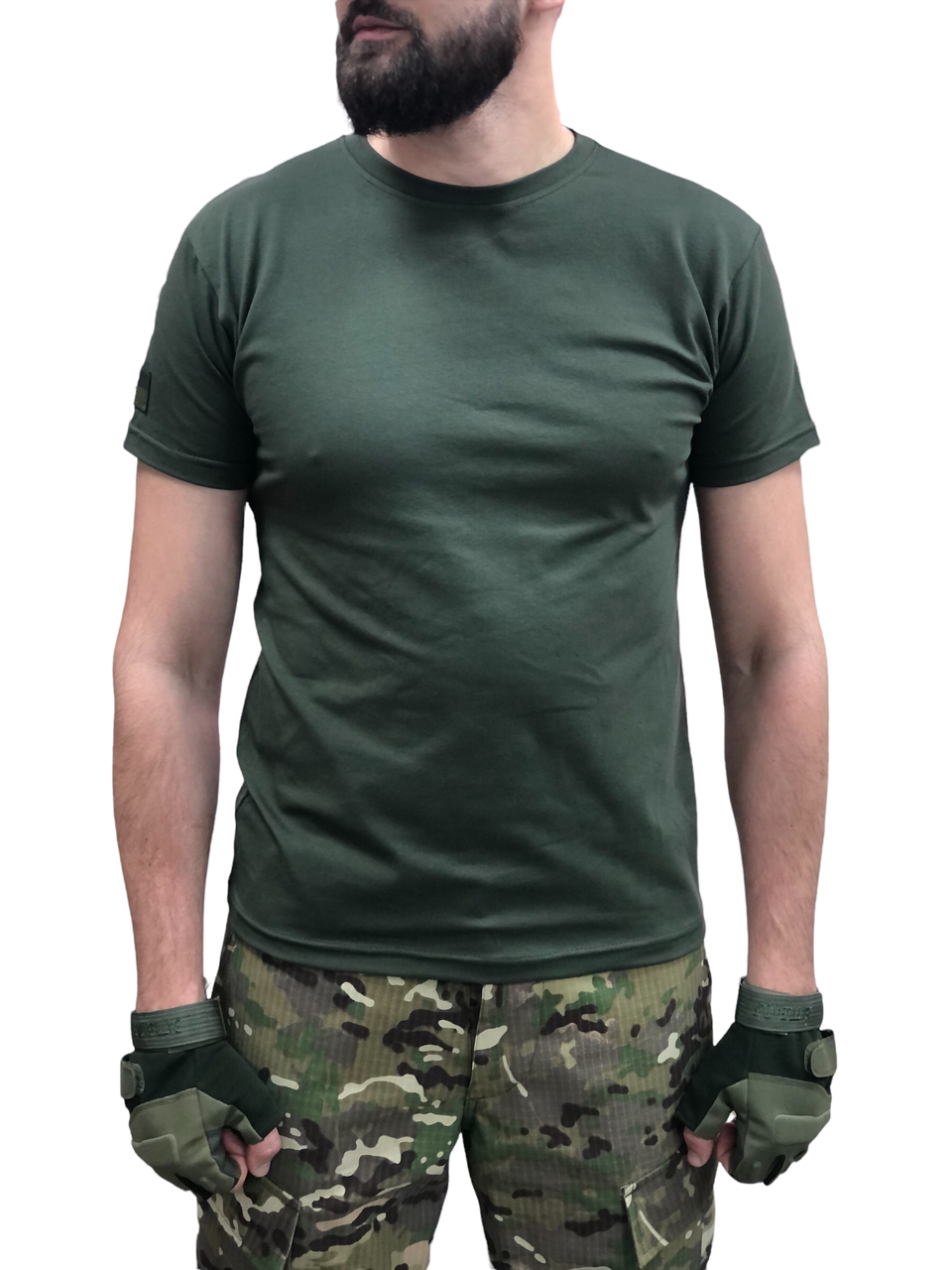 Футболка хаки военная, хлопковые футболки военные тактические, летние военные футболки для армии S - фото 2 - id-p1624047280