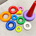 Дитяча пірамідка "BAMSIC" 018 різнокольорові кільця, 33 см, фото 2