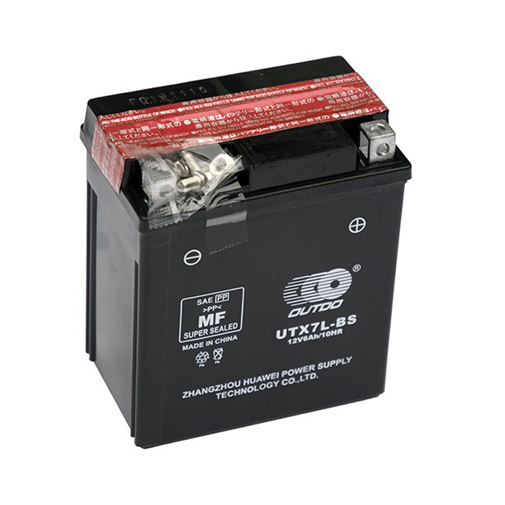 Мотоаккумулятор AGM OUTDO UTX7L-BS, 12V 6Ah (113 х 70 х 130), Black, Q8, фото 1
