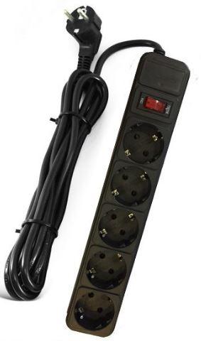 Мережевий фільтр Crown Micro CMPS-04, 220 В 16 А, 5розеток, 2,0 м, переріз 3х1мм CU, чорний, blister box,Q20