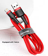 Кабель Baseus Cafule Cable USB Lightning (iPhone) 2.4A 0.5 m Red+Black быстрая зарядка и передача данных айфон
