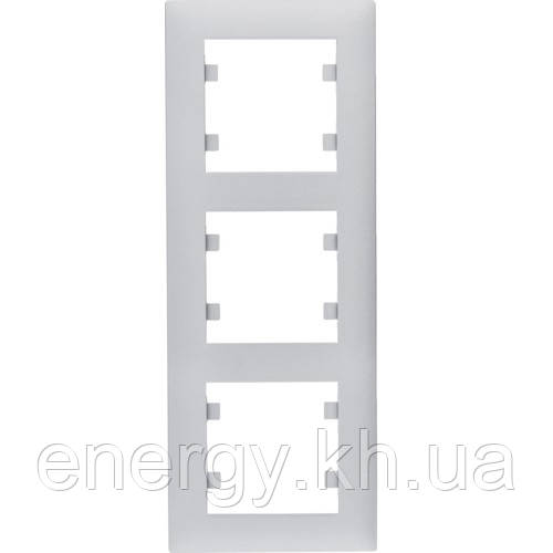 Рамка 3 пост. вертикальна Hager Lumina Intense Срібний, фото 1