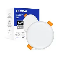 LED світильник GLOBAL GSP 6W нейтрал(4100k) 2в1 (врізний / накладної)