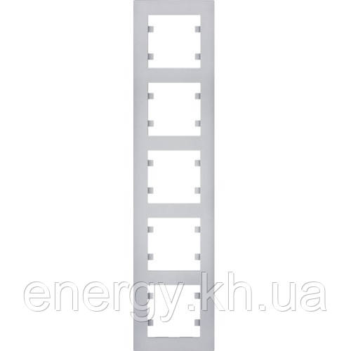 Рамка 5 пост. вертикальна Hager Lumina Intense Срібний, фото 1