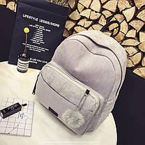 Вельветові міні рюкзаки з помпоном, фото 4