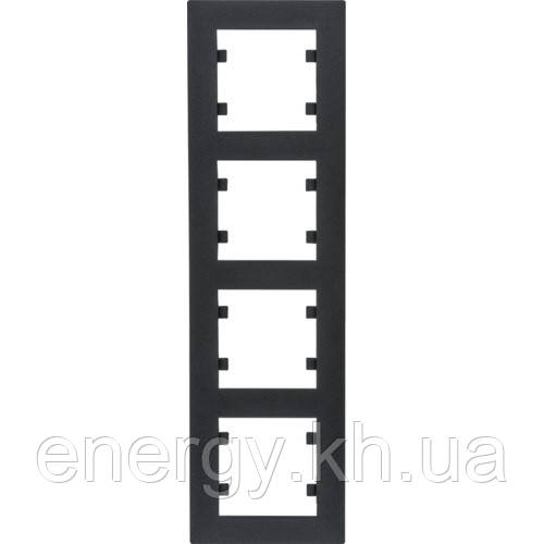 Рамка 4 пост. вертикальна Hager Lumina Intense Чорний, фото 1