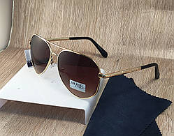 Окуляри сонцезахисні авіатор крапельки VAN REGEL, окуляри скляні коричневі з градієнтом, окуляри авіатор краплі