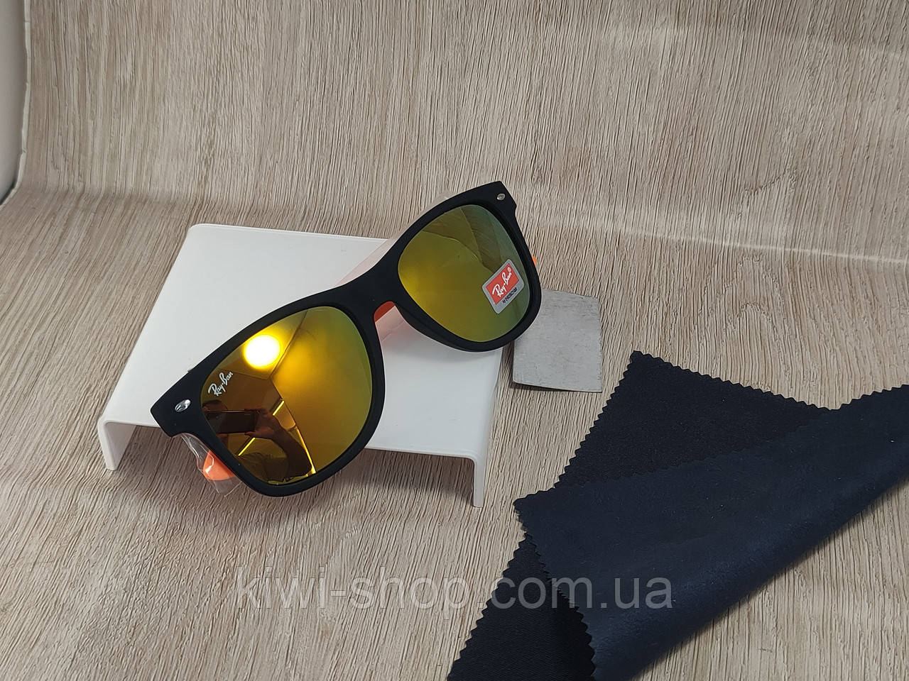 Солнцезащитные очки Ray Ban Wayfarer оранжевые зеркальные, очки рей бен ...