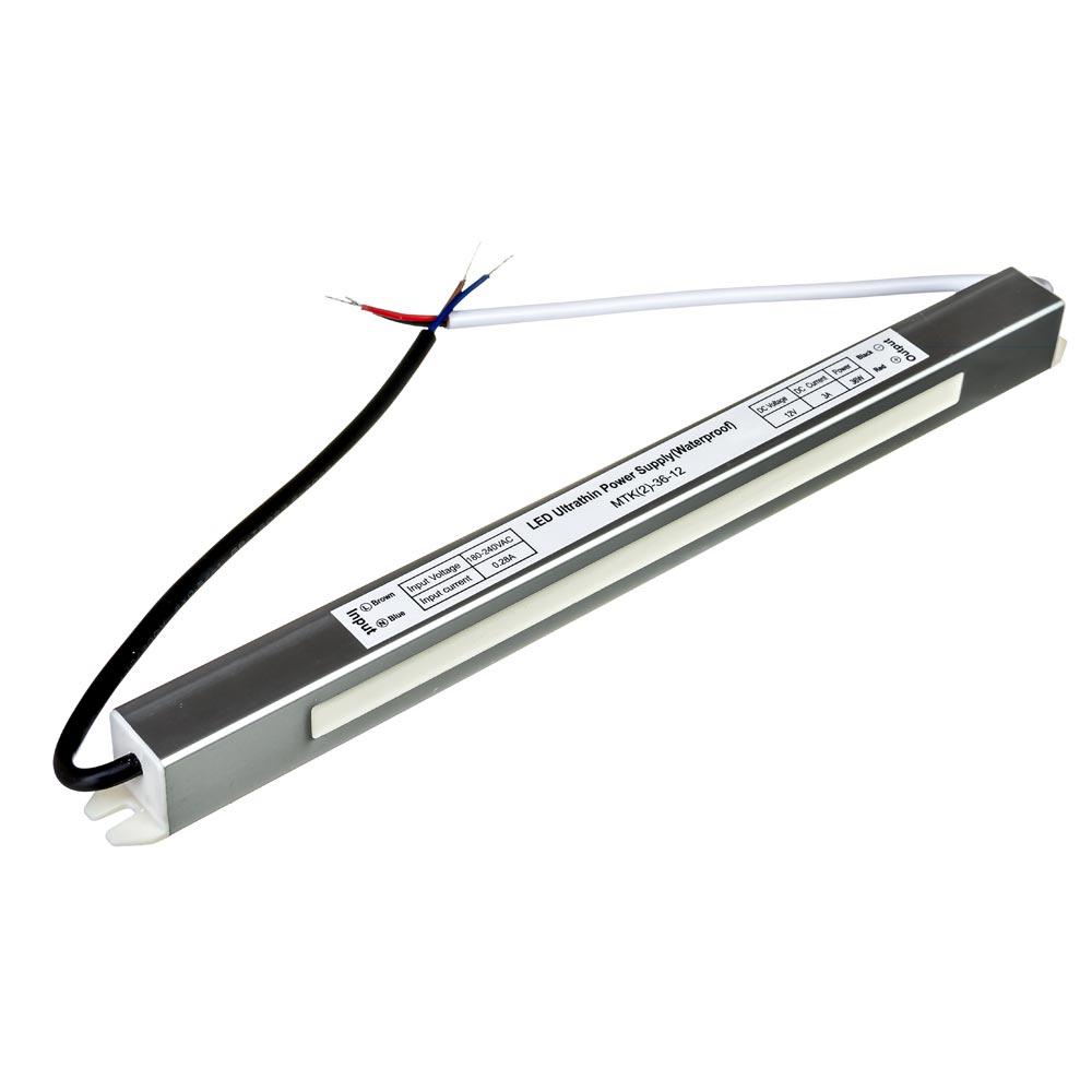 Блок живлення герметичний SLIM 12V, 36W, 3А, металевий корпус, IP65