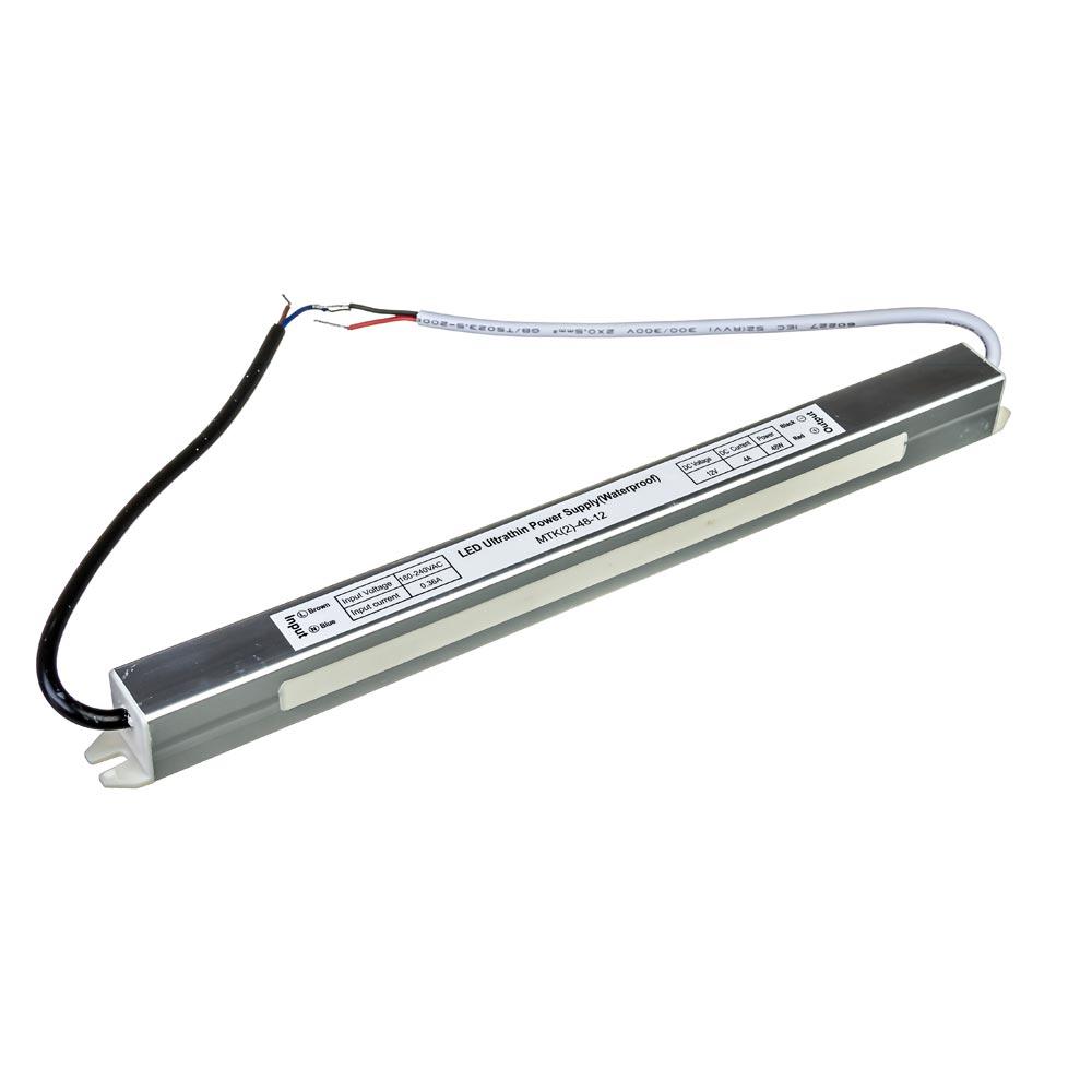 Блок живлення герметичний SLIM 12V, 48W, 4А, металевий корпус, IP65