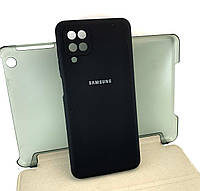Чехол для Samsung A12, A125, M12 накладка бампер Silicone Full черный силиконовый