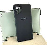 Чехол для Samsung A12, A125, M12 накладка бампер Silicone Full темно-серый силиконовый