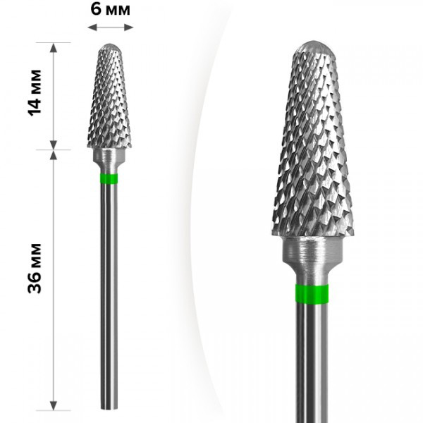 Твердосплавна фреза MART зелена, кукурудза діаметр 6*14мм, фото 1