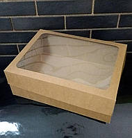 Коробка для торта крафт з прозорим вікном 30*40*14 см