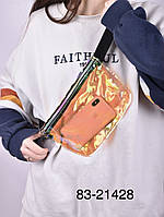 Бананка сумка жіноча на пояс яскрава прозора з голограмою літня