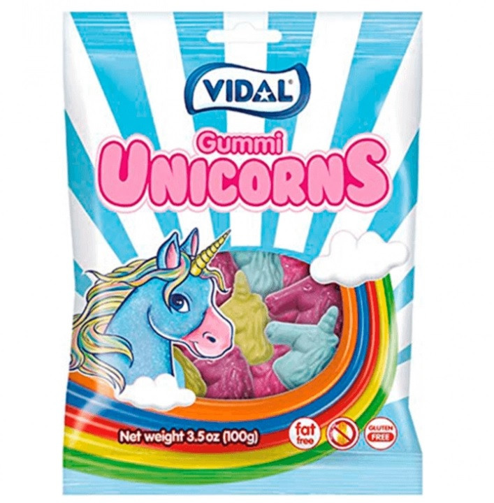Желейні Цукерки Єдиноріг Vidal Gummi Unicorns без глютену Видав 100 г Іспанія