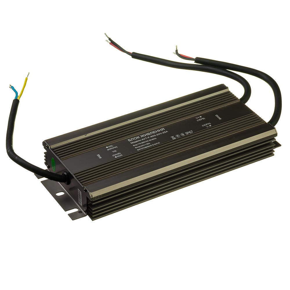 Блок живлення герметичний 24V, 600W, 25А, IP67, металевий корпус, AVT-F
