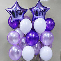 Набор 17 шаров Фиолетовый букет со звёздами