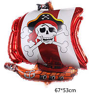 Шар фольгированный фигурный 67х53 см Пиратский корабль Красный
