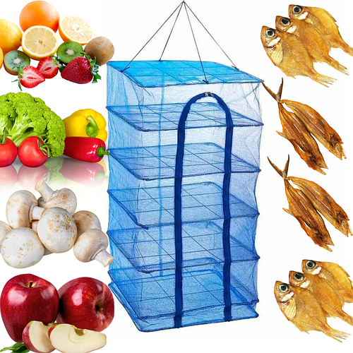 Сетка для сушки фруктов овощей рыбы 50*50*100 см 6 секций, подвесная ...