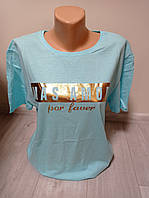 Жіноча туніка БАТАЛ Туреччина Дача М'ята 54-58 розміри 100% бавовна