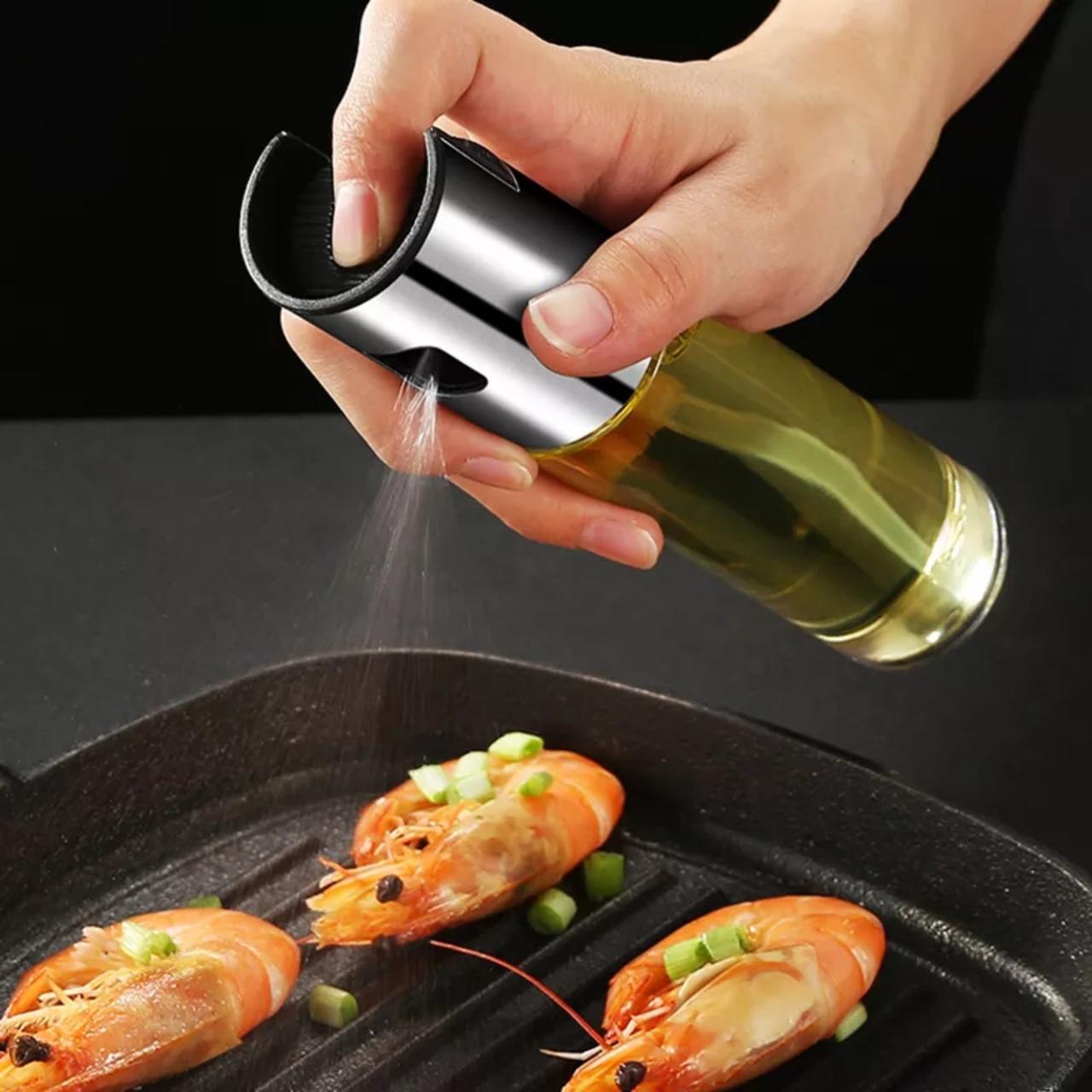 Скляна пляшка-розпилювач олії 100 мл Нержавіюча сріблястий ковпачок