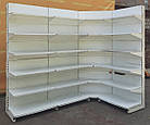 Ряд торгових односторонніх (пристінних) стелажів з кутом «Росс» 230х170х260 см., білий, Б/у, фото 7
