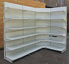 Ряд торгових односторонніх (пристінних) стелажів з кутом «Росс» 230х170х260 см., білий, Б/у, фото 2