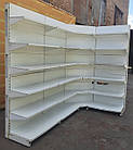 Ряд торгових односторонніх (пристінних) стелажів з кутом «Росс» 230х170х260 см., білий, Б/у, фото 5