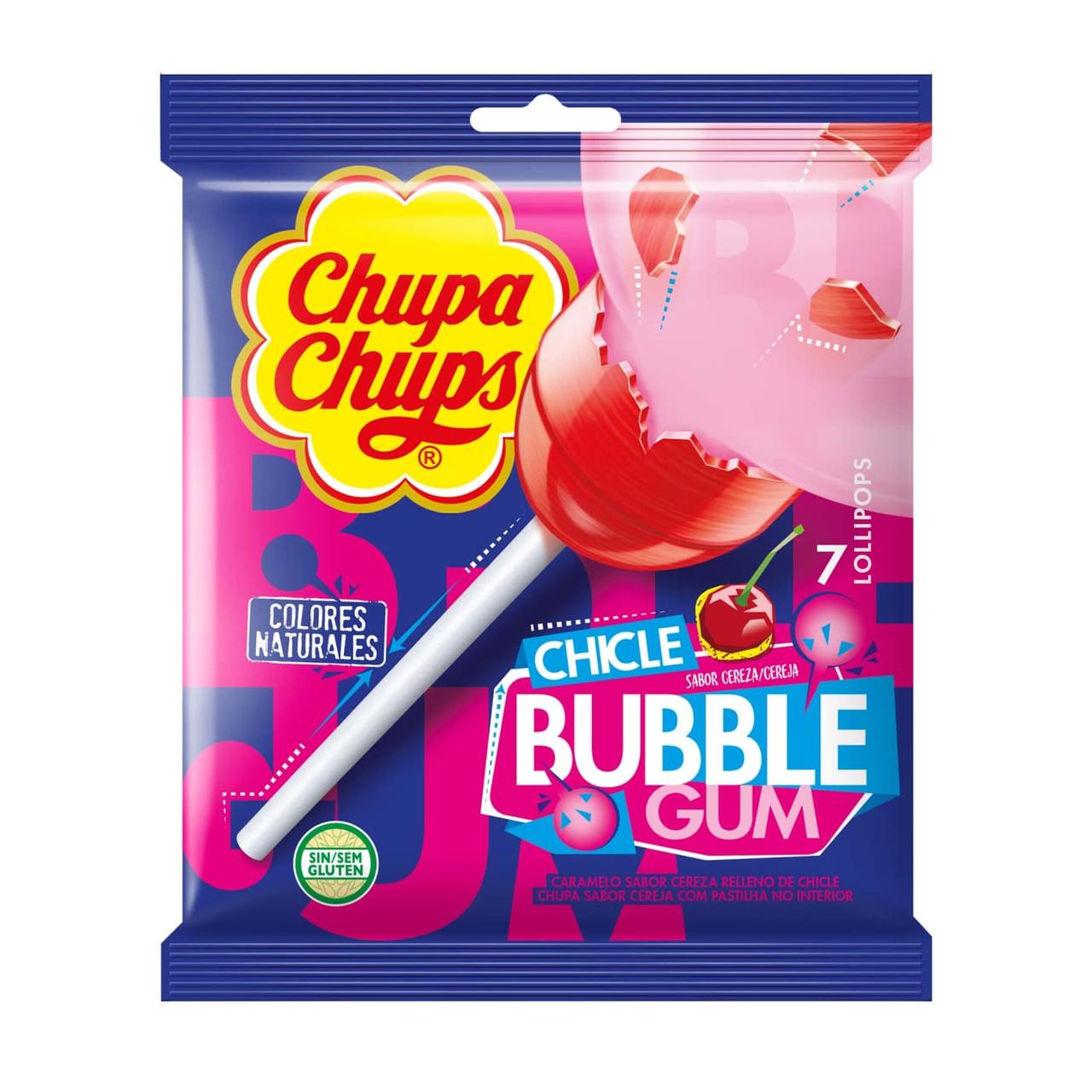 Леденці Chups Lolliops Bubble Gum Cerry (7 шт) 126g, фото 1