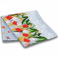 Вафельное кухонное полотенце Весенние цветы Руно голубое 45х80 см