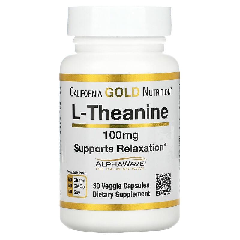 California Gold Nutrition, L-теанін, AlphaWave, підтримка розслаблення, заспокоєння, 100 мг, 30 капсул