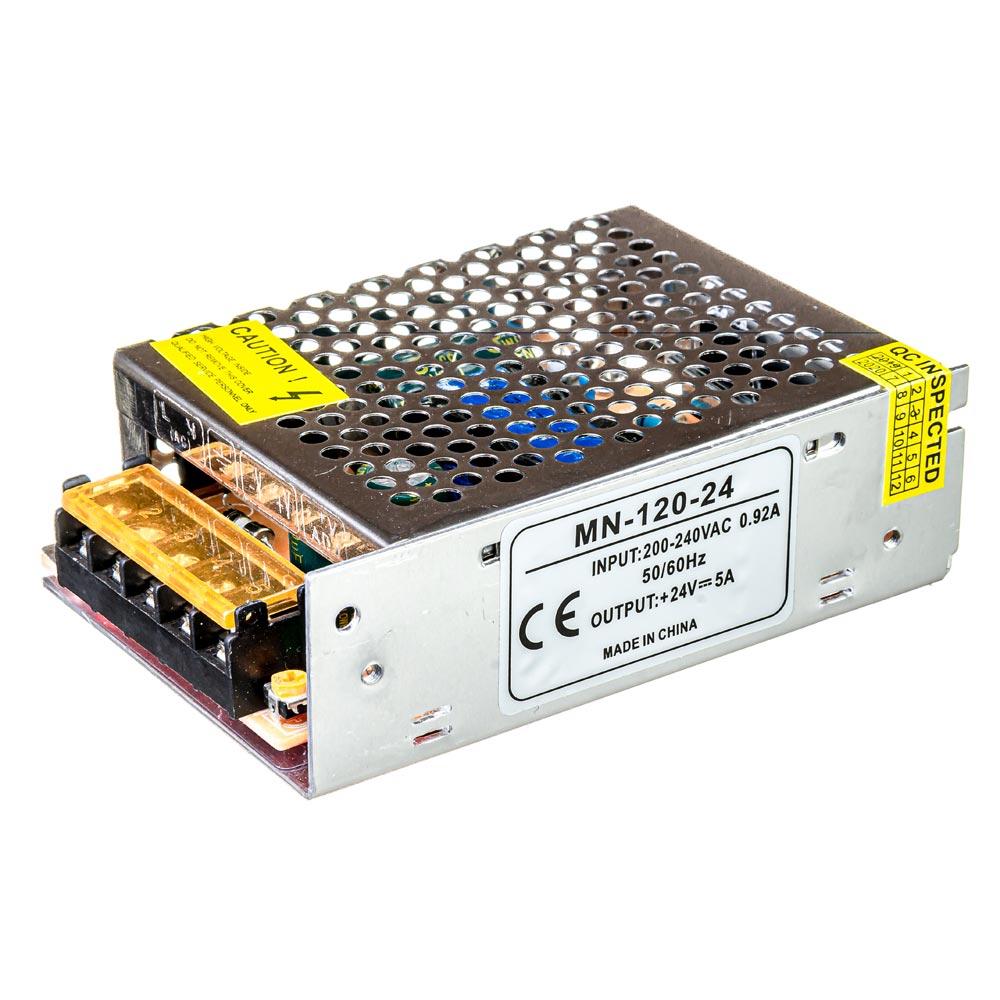 Блок живлення 24V, 120W, 5А, IP20, MN, металевий корпус, негерметичний, для внутрішнього застосування.