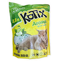 Наполнитель для кошачьего туалета Kotix Aroma Green Apple Силикагелевый впитывающий 3,8 л