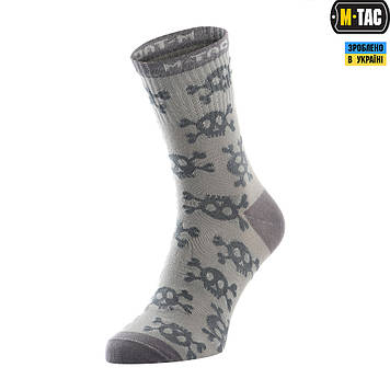Тонкі літні шкарпетки M-TAC чоловічі сірі з черепами MK 3 Pirate Skull, розмір 43-46