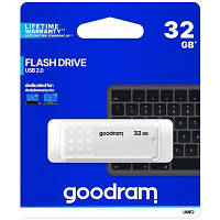 Модуль FD 32GB GOODRAM UME2 White USB 2.0 (UME2-0320W0R11), пластик, з ковпачком, білий