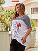 Р. 52-66 Жіноча трикотажна футболка-туніка великих розмірів із принтом, фото 3