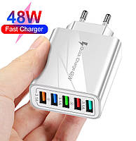 Сетевое Зарядное Устройство - Блок Питания 48W QC 3.0 на 5-USB Порта для зарядки телефона, смартфона, планшета