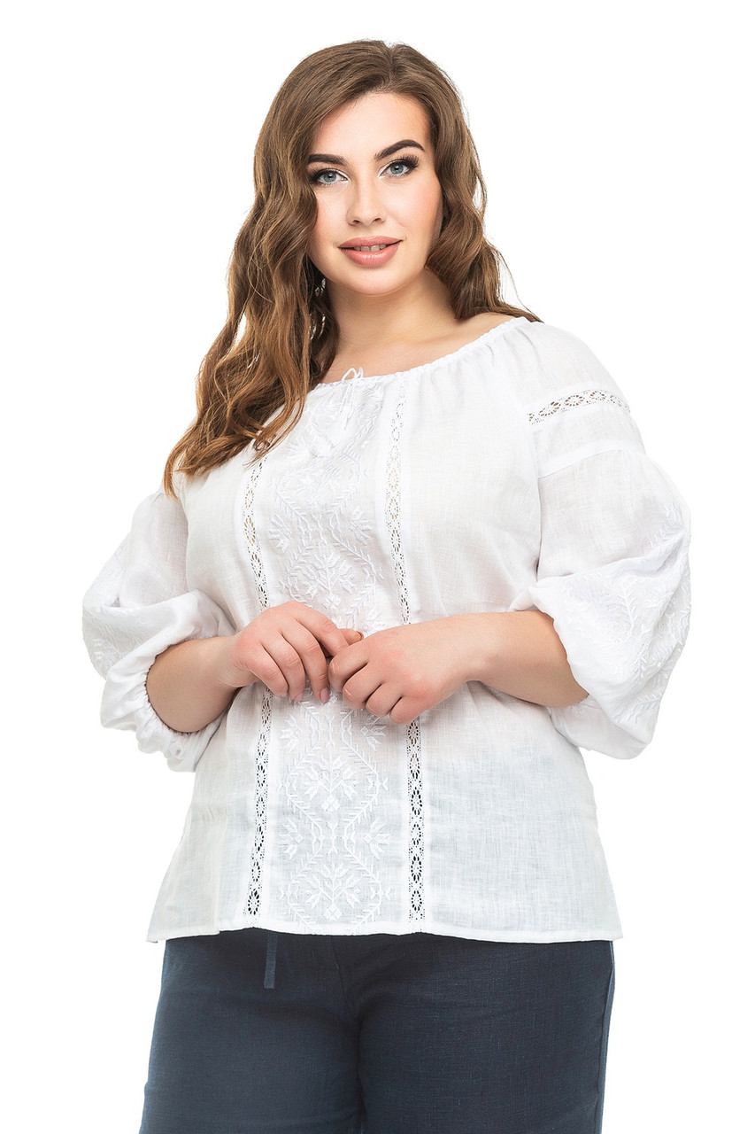 Вишиванка жіноча Леда льон білий р.46 Слобожанка